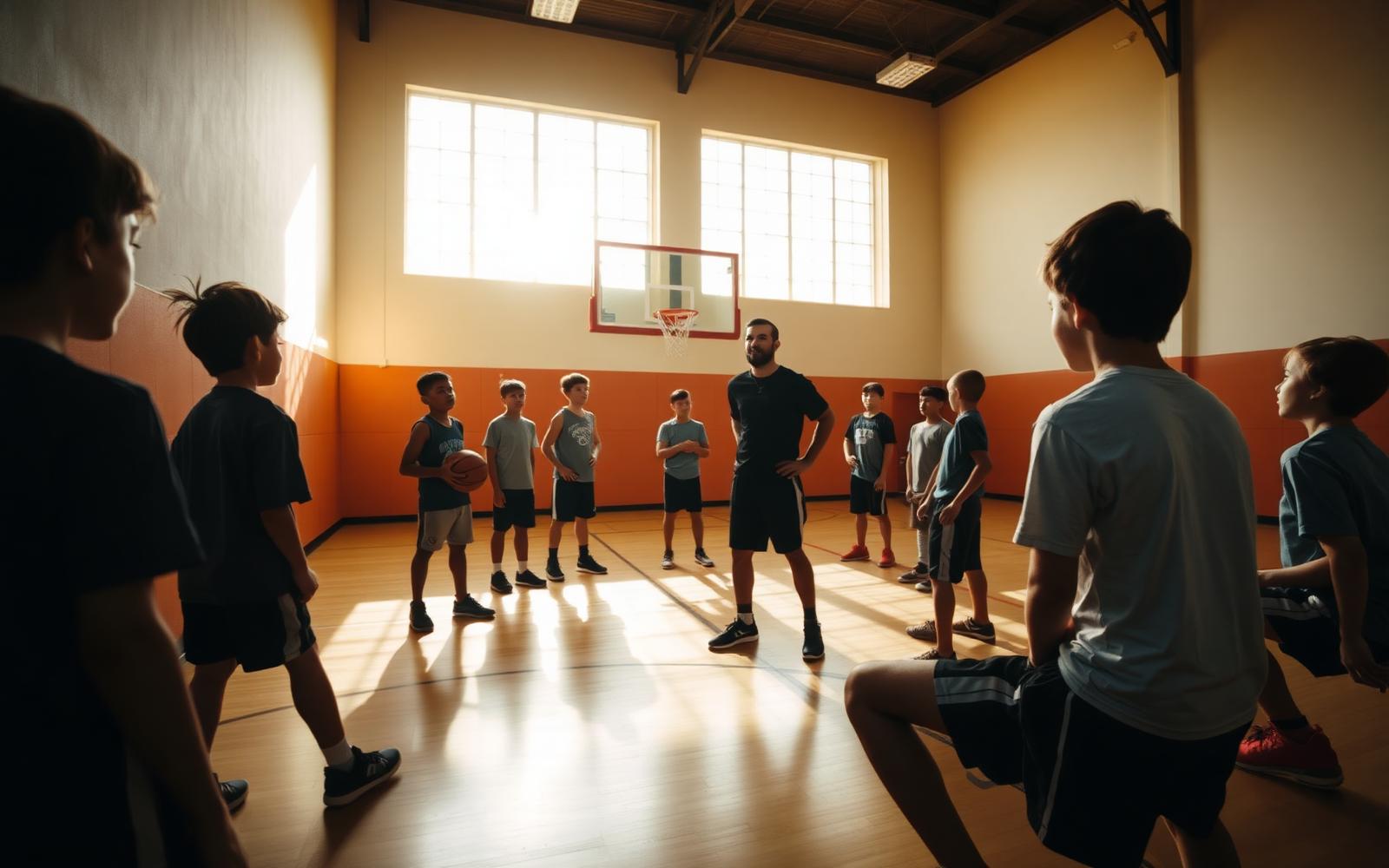 Coach leading a group session in a training hall