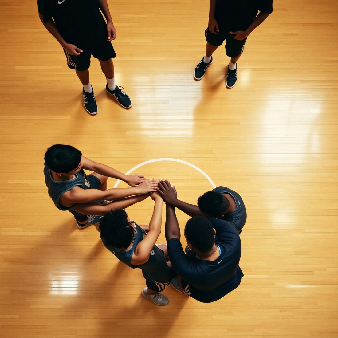 Team huddle on the court